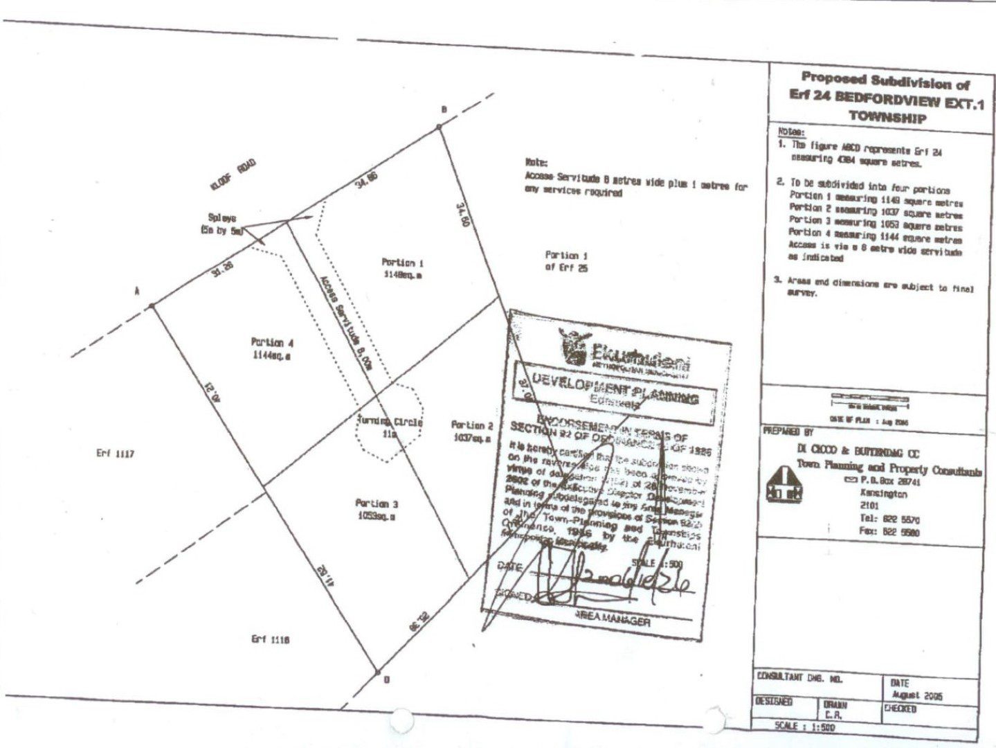 Bedfordview – Prime Development Land with Subdivision in Place